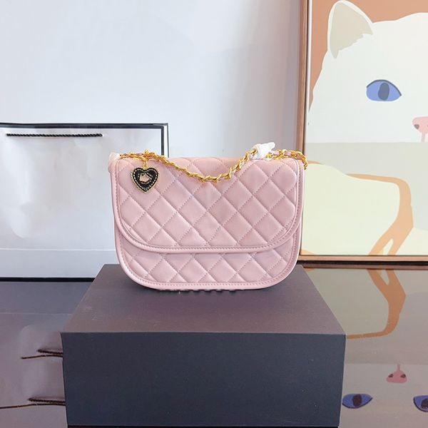 

Stylish Dessigner Women Saddle Messenger Crossbody Bag Gold Chain Strap Heart Charm Accent Classic Flap Design Shoulder Bag 5 Chic Colors Available 23x7x16cm, Red