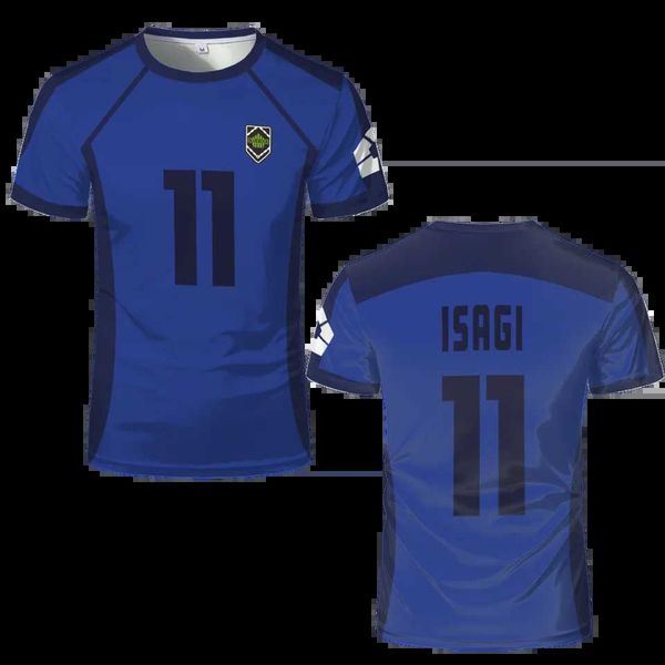 erseys Blue Lock Anime T-shirt 2024 Summer Mens Short sleeved Cartoon Football Shirt Youth Football Isagi Role Playing Uniform CL250219