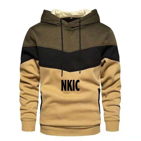 

Fall Winter Men's Patchwork Hoodie Outdoor Casual Sportswear Street Fashion Men's Top Fleece Thermal Brand Hooded Sweatshirt, Yellow