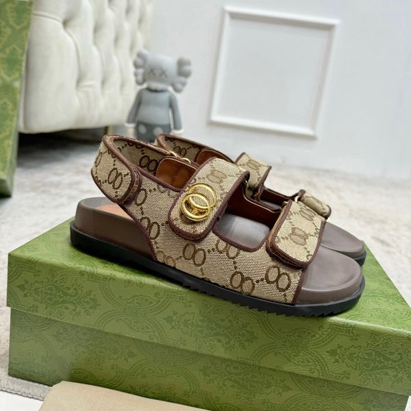 

Designer Sandals Mens Slippers 2025 Summer Slides Flip Flops Luxury Flat Thick Bottom Embroidered Printed Metal Velcro sliders Women Dress Shoes, G-4