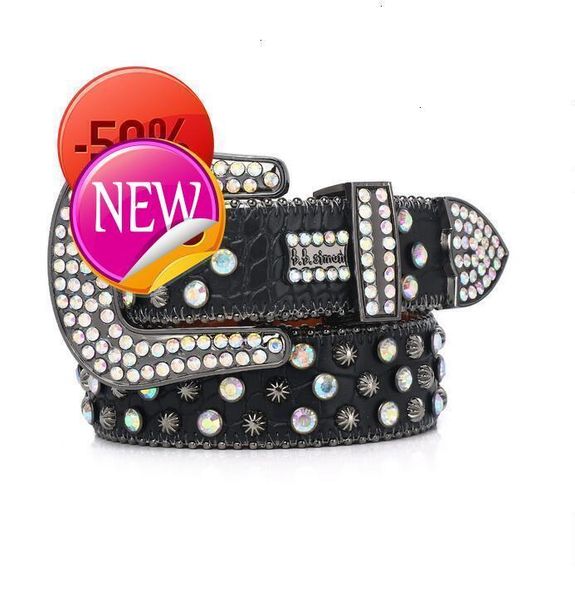 

fashion diamond bb simon belt Bling studded crystal belt Casual woman Leather designer for man lady belts punk Belts Mens rock Luxurys rhinestone bucklelkd, 03_color