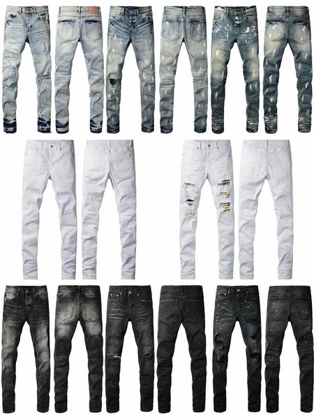 Top1 designer Jeans Denim Mens Ripped Motorcycle Trousers Designers Denims Fashion Slim Fit Jeans Men Man Black High-end Quality Rock Hip Hop Pants
