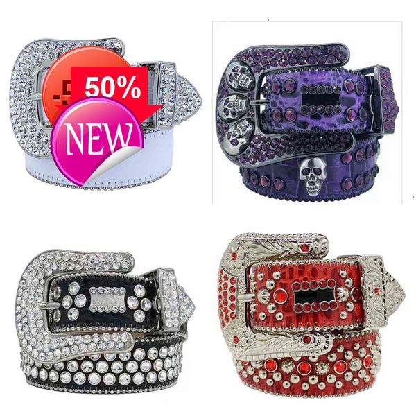 

Designer Belt Western Bling BB simon Luxury Strap Men Women Rhinestones Bling Crystal Diamond Studded Beltslod, Brown