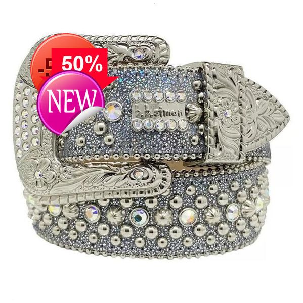 

BB simon belt bb belt Luxury Strap Men Women Rhinestones Designer Belt Western Bling Crystal Diamond Studded Beltslod, 6_color