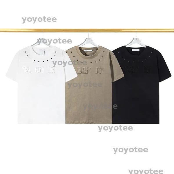 

2025 Summer New Trendy Rascal Rivet Steel Print Loose Round Neck Short sleeved T-shirt for Men, Fashionable and Versatile Casual Top M-3XL BFG25022010, White