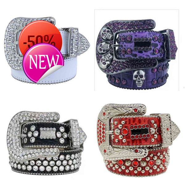 

Designer Belt Western Bling BB simon Luxury Strap Men Women Rhinestones Bling Crystal Diamond Studded Beltslmld, Gray