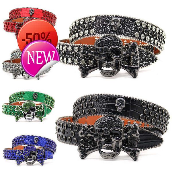 

Bb Simon Belt Designer Belt Woman Man Luxury Rhinestone Skull Buckle Belt On Sale Ceinture Homme Diamond Skeleton Buckle Famous Brand Rhinestones Beltslmld, With box packing