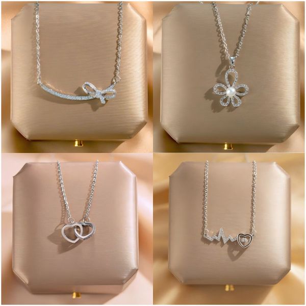 

Heart Necklace Pendant Necklace Designer for Woman Necklace Fashion Jewelry Silver Chain Birthday Gift Wedding Party