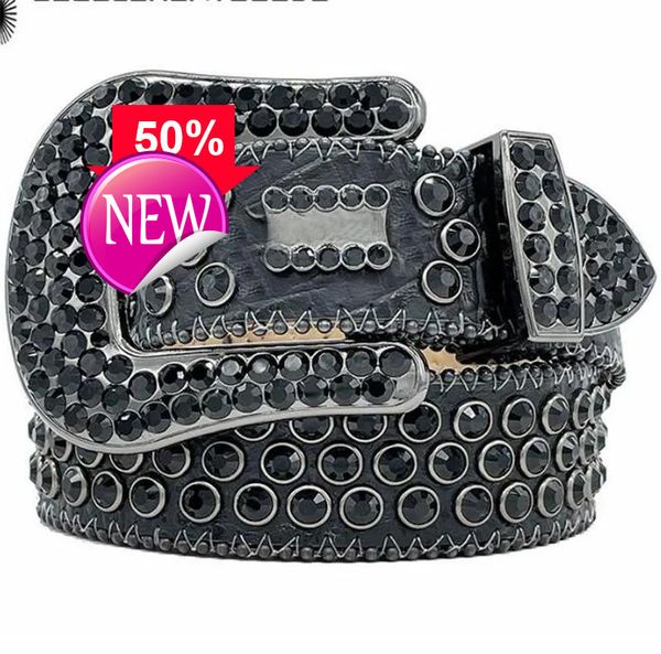 

2023 Men Women Bb Simon Designer Belt Retro Needle Buckle BeltS 20 Color Crystal dia B iod, Black