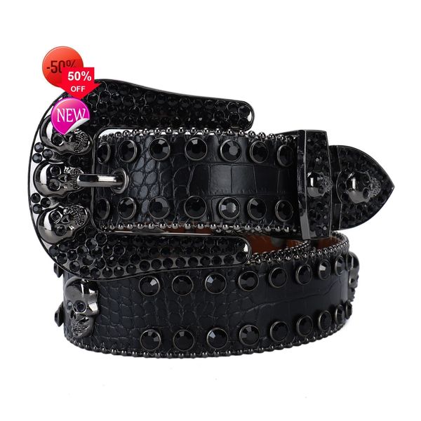 

Womens designer rhinestone b belt simon belt for men women shiny diamond waistbands white luxury beaded skull snakeskin handmadelod, Pink