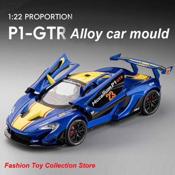 1 22 Mccallum P1 GTR Alloy Car Model High Simulation Diecasts Toy With Sound and Light Pull Back Vehicles Decoration ToysXJ250220