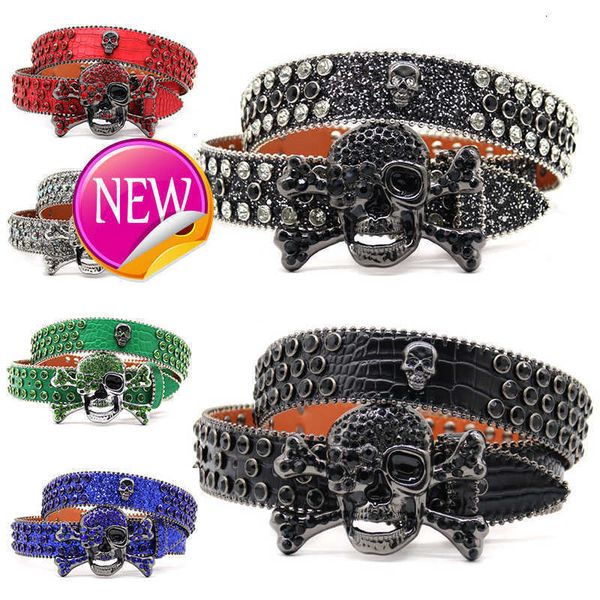 

Bb Simon Belt Designer Belt Woman Man Luxury Rhinestone Skull Buckle Belt On Sale Ceinture Homme Diamond Skeleton Buckle Famous Brand Rhinestones Beltskd, With box packing