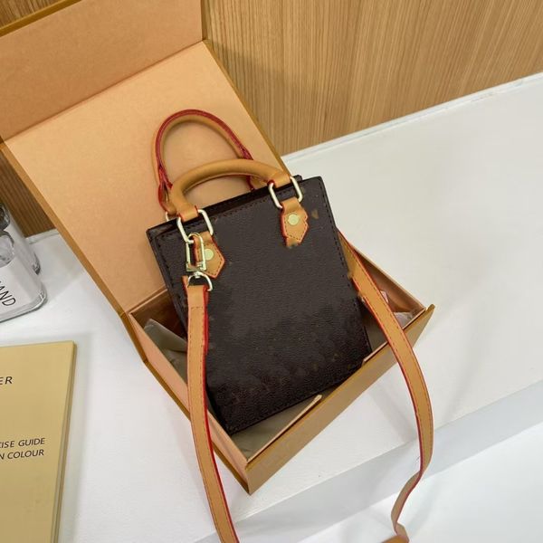 

2025 Mini Old Flower Small Square Bag Tote Bag Letter Bag Popular Diagonal Crossbody Handbag, Brown