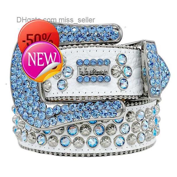 

Designer Bb Simon Belts for Men Women Shiny diamond belt Black on Black Blue white multicolour with bling rhinestones as gift miss sellerlkd, Brown