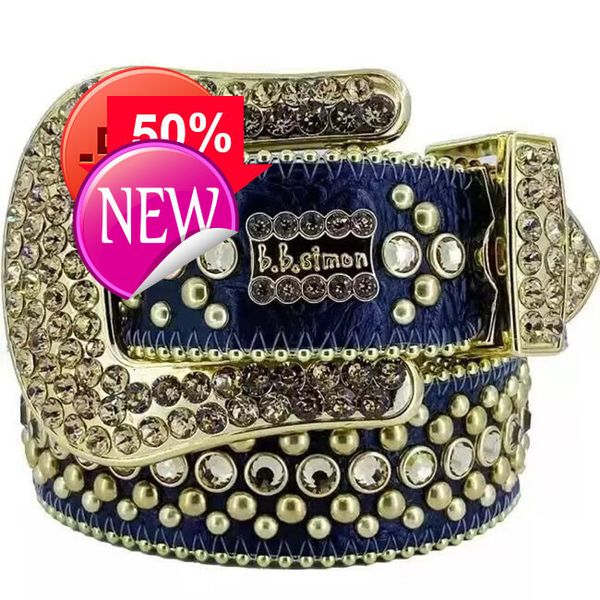 

Belts Designer belt bb simon belt for Men Women Shiny diamond belt Black on Black Blue white with bling rhinestones as gift 5VL0lod, 14_color