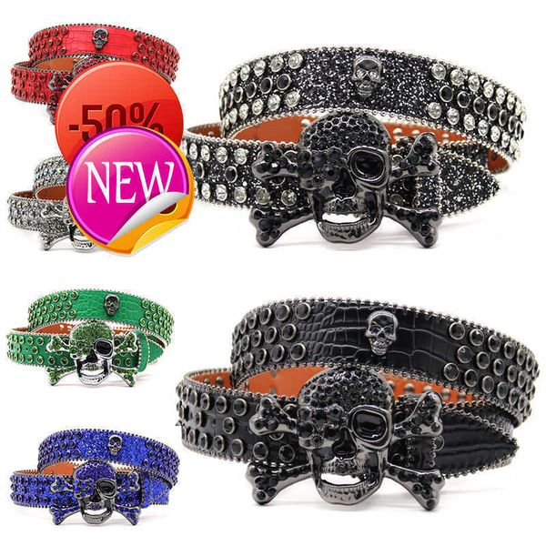 

Bb Simon Belt Designer Belt Woman Man Luxury Rhinestone Skull Buckle Belt On Sale Ceinture Homme Diamond Skeleton Buckle Famous Brand Rhinestones Beltslkd, With box packing