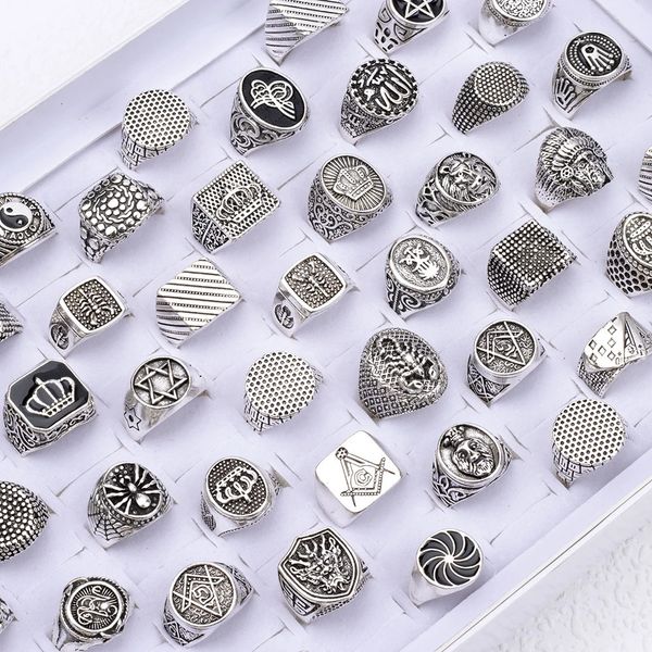 Wholesale 20Pcs/lot Vintage Square Ring For Women Men Mix Style Retro Punk Hip Hop Rock Party Jewelry 250218