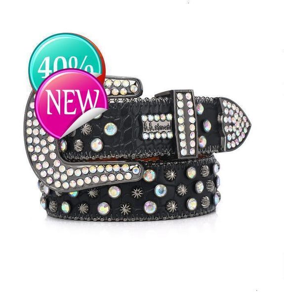 

fashion diamond bb simon belt Bling studded crystal belt Casual woman Leather designer for man lady belts punk Belts Mens rock Luxurys rhinestone bucklelmd, 03_color