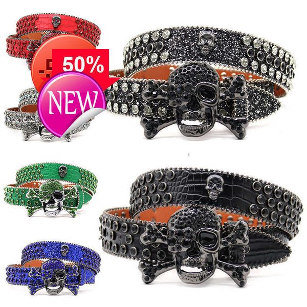 

Bb Simon Belt Designer Belt Woman Man Luxury Rhinestone Skull Buckle Belt On Sale Ceinture Homme Diamond Skeleton Buckle Famous Brand Rhinestones Beltslod, With box packing