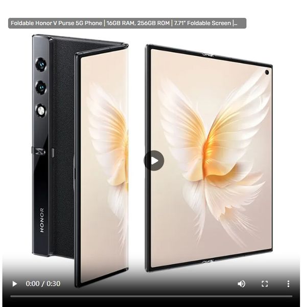 

2025 Foldable Honor V Purse 5G Phone | 16GB RAM, 256GB ROM | 7.71" Foldable Screen | 50.0MP Camera | Snapdragon 778G | NFC | Fingerprint ID