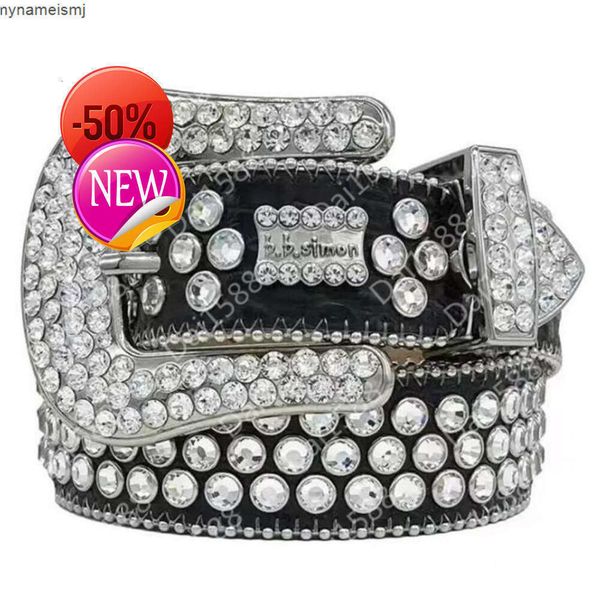 

Designer Bb Belt Simon Belts for Men Women Shiny Diamond Belt Black on Black Blue White Multicolour with Bling Rhinestones As Giftlkd