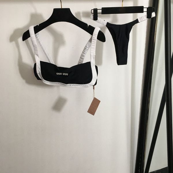 Contrast Color Beach Bra Briefs Set Women Split Swimsuit Summer Beach Swim Suit Sexy Push Up Bathing Suit Bikinis