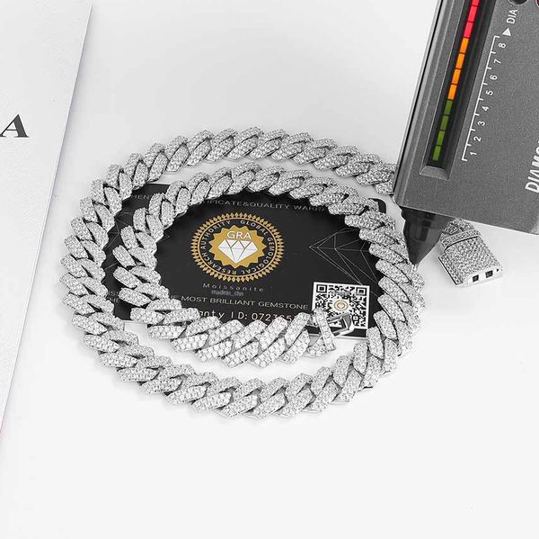 

14MM wide 2 rows dia necklace designer for men high quality cuban k chain rock rapper hip hop gold plated stainless steel jewelry party outfit gift