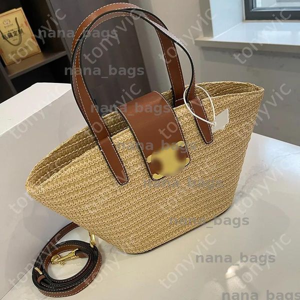 

Designer Straw Tote Bag For Women Summer Classic Gold Buckle Beach Bag Crossbody Bag Luxury Handbags Purse Designers Tote BFD2502212, Black