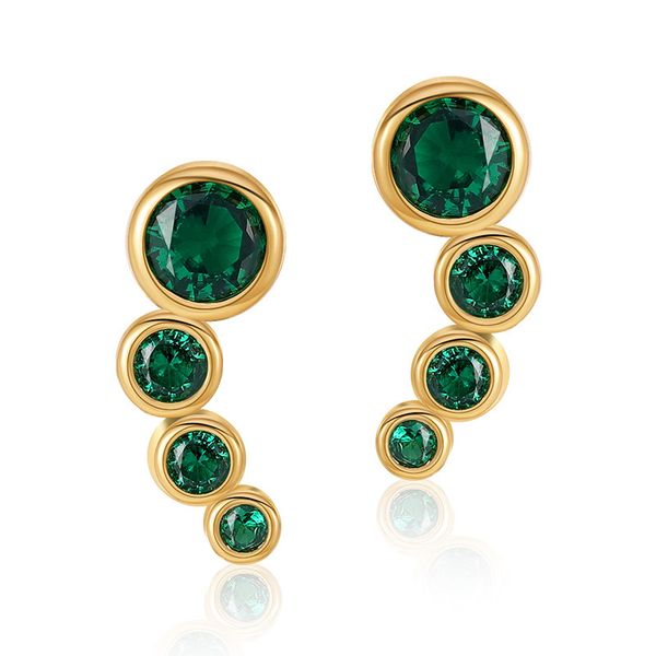 

Authentic gold-plated European and American colorful zircon earrings, foreign trade source, round design sense, retro luxury temperament earrings.
