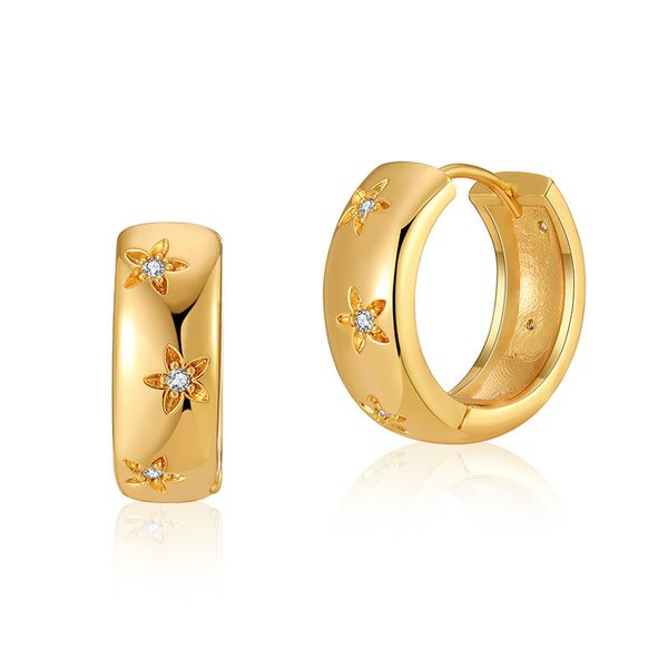 

Classic geometric round simple earrings, brass plated with 18K real gold, classic plain circle, niche INS style earrings.