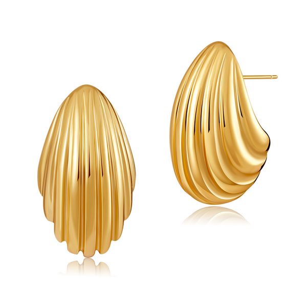 

French irregular water drop hot sale style personalized earrings, brass plated with 18K real gold, high-end texture shell earrings.