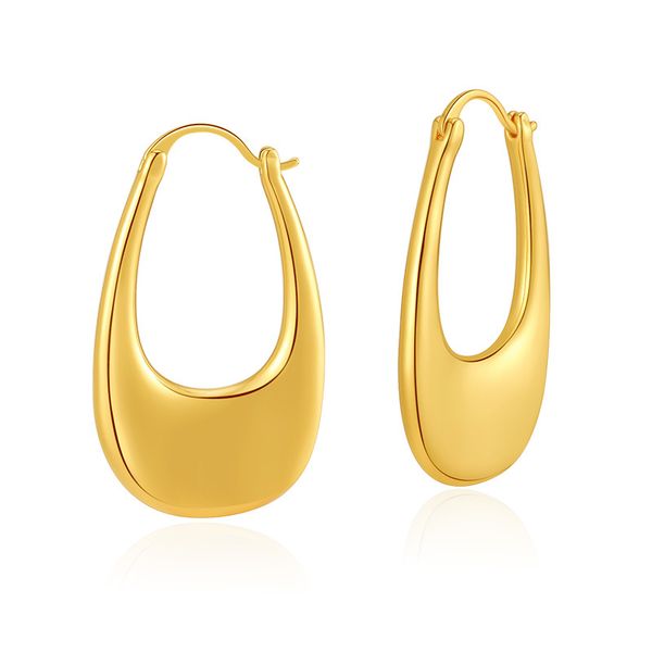 

Geometric irregular metal texture heavy earrings brass plated 18K real gold color protection European and American personality fashion ear studs