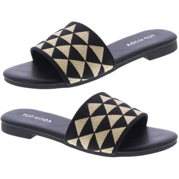 

Sliders Designer Embroidered Fabric Slides Slippers Metallic Slide Sandals Mules Women Summer Flat Flip Flops Casual Black Beach Sandal Chunky Low Heels Shoes, Grey