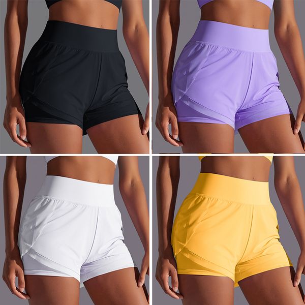 women Tennis shorts Solid Color Women's Running and Yoga Shorts with Dual Layer Breathable sports shorts