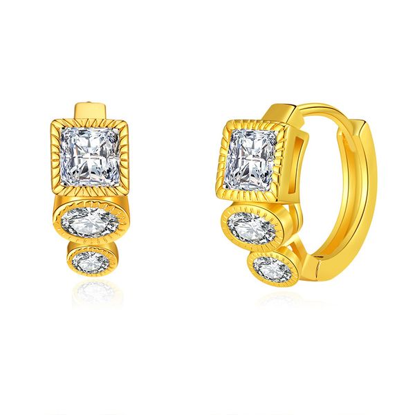 

Retro inlaid white zircon cold style new European and American palace personality earrings, small group of high-end sense of gold-plated ear studs