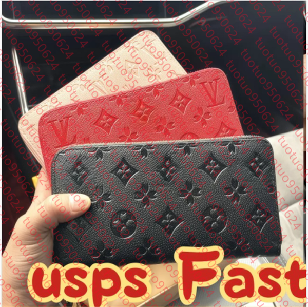 

N60017 Designer Zippy Long Wallet Women's Zipper Brown womenWallet Mono gram Canvers Leather Check Plaid Wallets Good Qaulity, Red