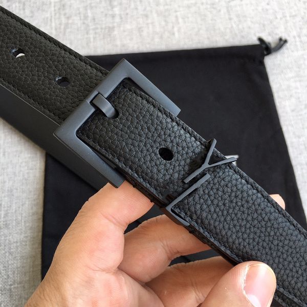 

Womens Genuine leather Women Men Designer Classic High Quality Black Belt Letter Copper Buckle 3.0cm 2.0cm wide Fashion women waistband With box, 2# 3cm