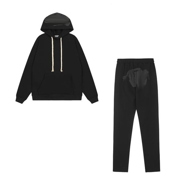 

Mens Designer Sweatshirt Tracksuit with Pullover Hoodie Training Jogger Suit, Black-hoodie