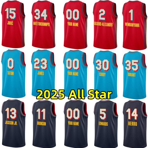 2025 All Star Basketball Jerseys Stephenn Curry Kevinn Durant Jayson Tatum Victor Wembanyama LaMelo Ball Anthony Edwards Jalen Brunson Cade Cunningham Jersey