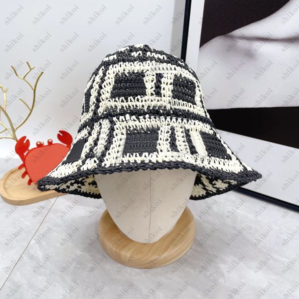 

Desingers straw hat Luxurys bucket hats Men Wide Brim Hats solid colour letter sunhats fashion caps trend travel buckethats temperament Women hundred hat 57cm, Black