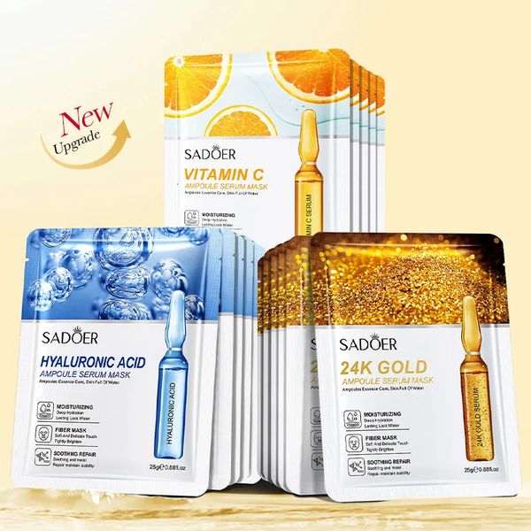 15pcs SADOER 24K Gold Vitamin C Hyaluronic Acid Facial Masks for Face Moisturizing Firming Hydrating Face Mask Facial Skin Care 250224