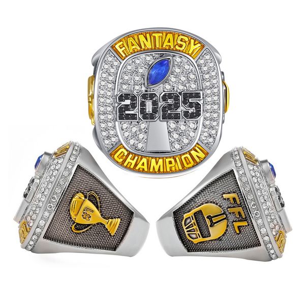 2025 Fantasy Football Championship Gold with Black Alloy Ring for Men