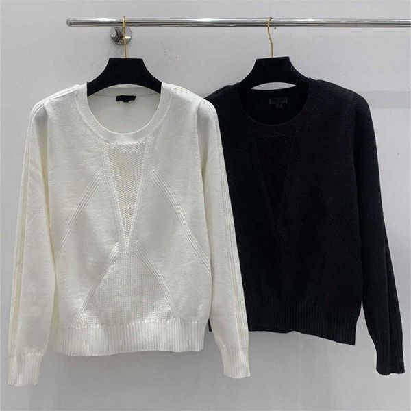 

designer sweaters womens tops Fashion hollow pattern high quality fabrics knit Crew neck long sleeve pullover Letters Jacquard jumpers design women clothes, Yellow