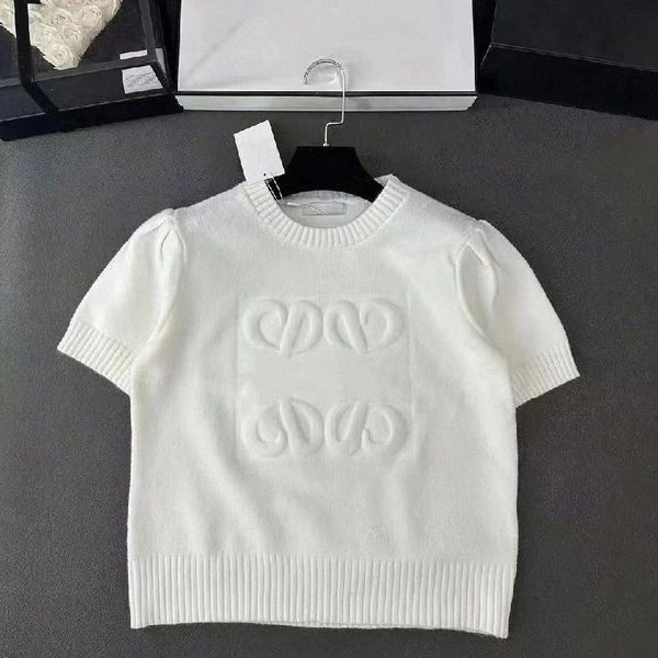 

Womens t shirt Knits Tees tops Summer New Knitted Sweater Round Neck Pullover with Concave and Convex Technology Sweater Short Sleeve Fashion Women's Clothing, Brown