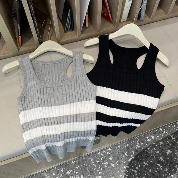 

vintage Women's Tanks designer Camis Fashion Letters Embroidery Graphic Knit Tank stripes Knitted vest sleeveless sweater tank top Uniform size black crop top, Brown