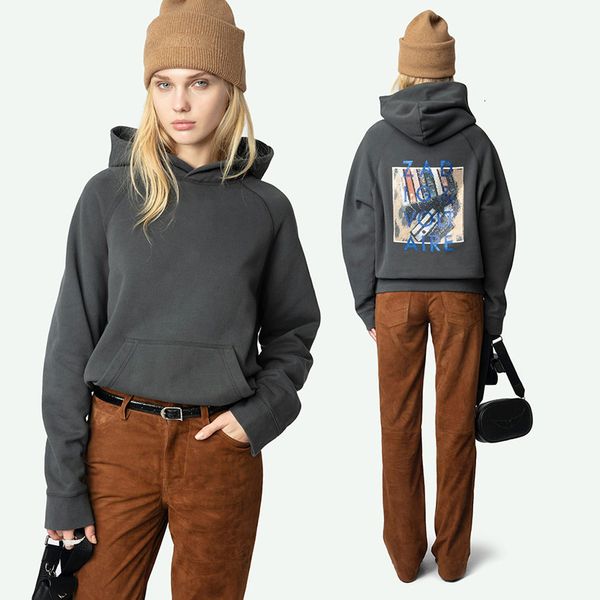 

Sweatshirts Voltaires 25 Early Spring Cotton Hoodie Zadiig White Ink Digital Print Magnetic Tape Letter Hot Drilling Fleece Women Designer Pullover Hooded Sweater, Lightyellow