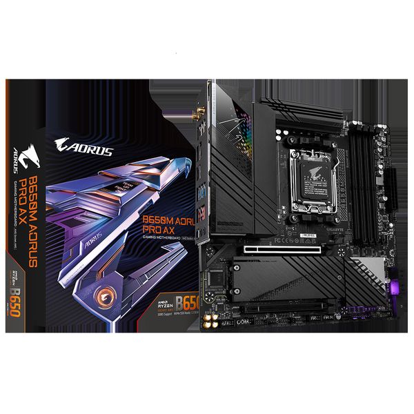 NEW GIGABYTE B650M AORUS PRO AX Motheboard AM5 AMD Ryzen 7000 series processors 128GB DDR5 Wi-Fi 6E 20Gb/s USB-C