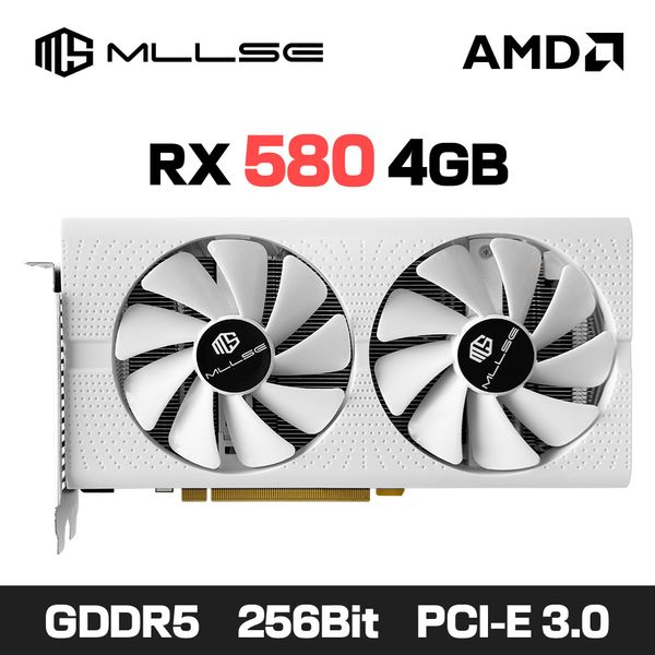 MLLSE AMD RX 580 4GB 2048SP Gaming Graphics Card GDDR5 256Bit PCI-E 3.016 8Pin Radeon GPU Rx 580 Game Video Card Placa De Video