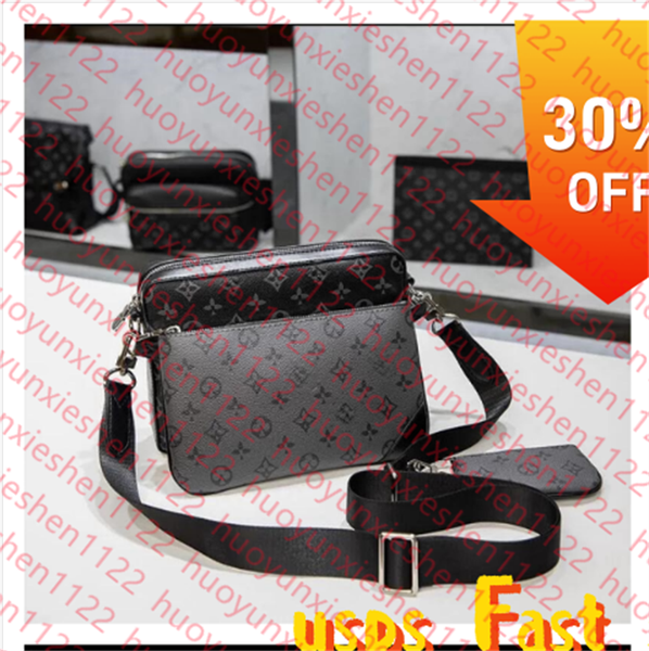 

High Quality Designer bags mens womens POCHETTE TRIO Cross Body Wallets Leather tote bag Patchwork handbag shoulder bags Totes Purse Crossbody Bag with dust bag, Brown