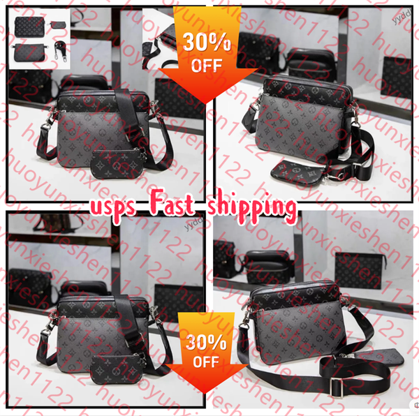 

Quality Genuine Leather designer bags 3pcs Detachable Trio black Messenger Bags Men Crossbody 3 in 1 Set women Shoulder Bag Handbags Purse Wallet, 11#